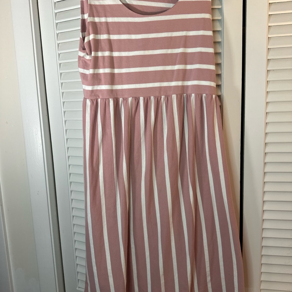 Amazon Women's Pink and White Striped Casual Dress - Picture 4 of 5